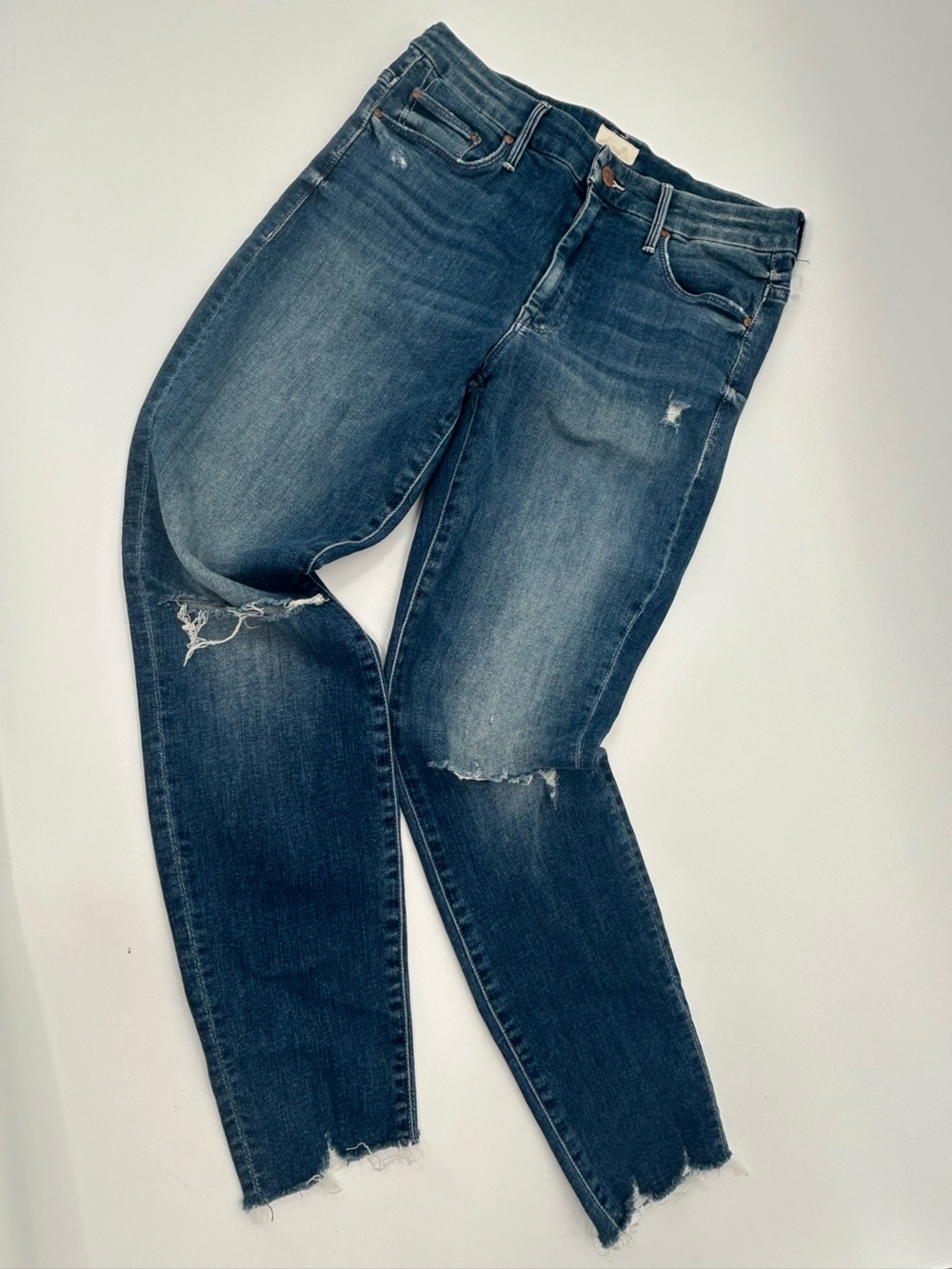 Mother High Waisted Looker Ankle Fray Get Your Groove Back Premium Denim 29